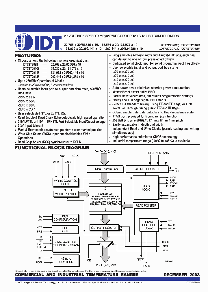 IDT72T20128L10BBI_6220987.PDF Datasheet