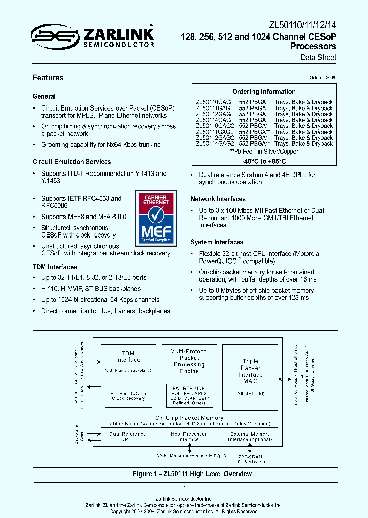 ZL50111GAG2_6228166.PDF Datasheet