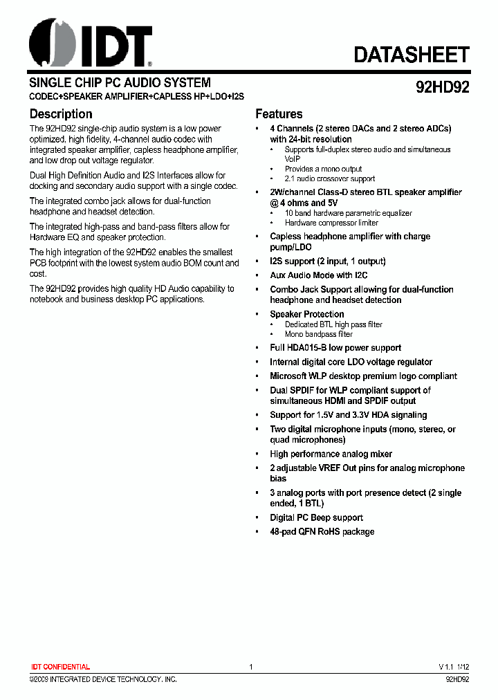 92HD92_6238415.PDF Datasheet
