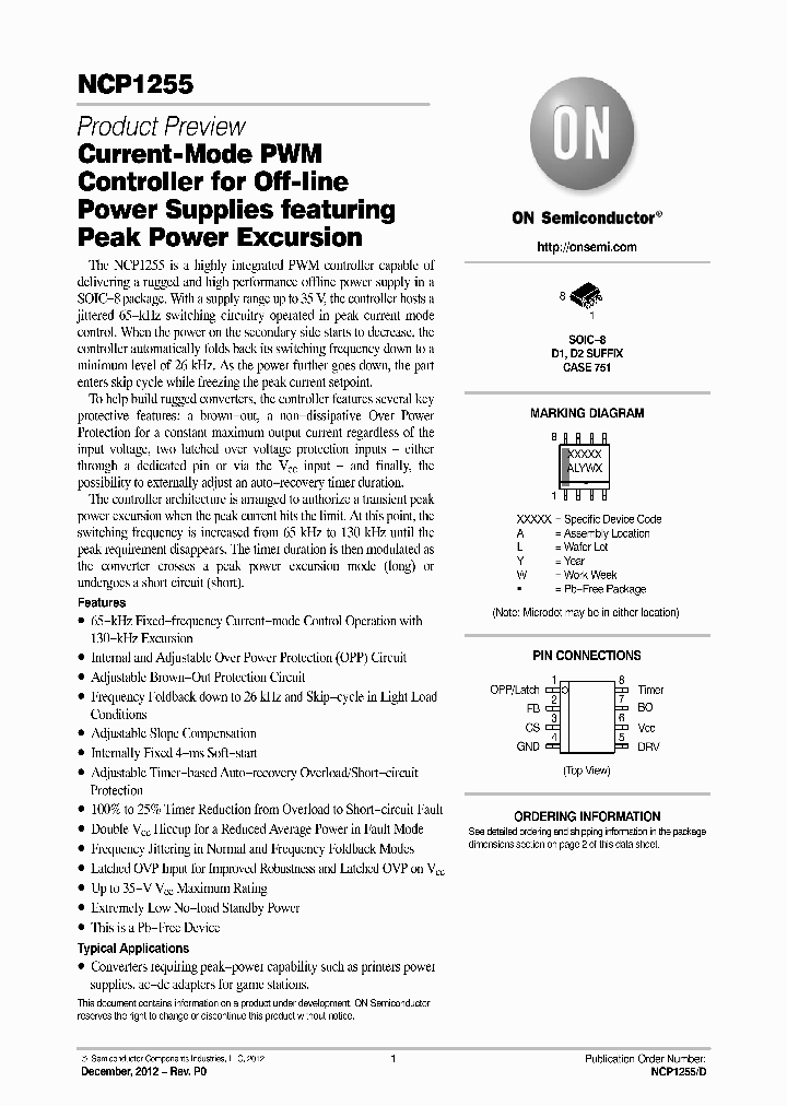 NCP1255_6241404.PDF Datasheet