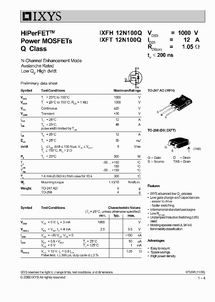 IXFH12N100Q_6244784.PDF Datasheet