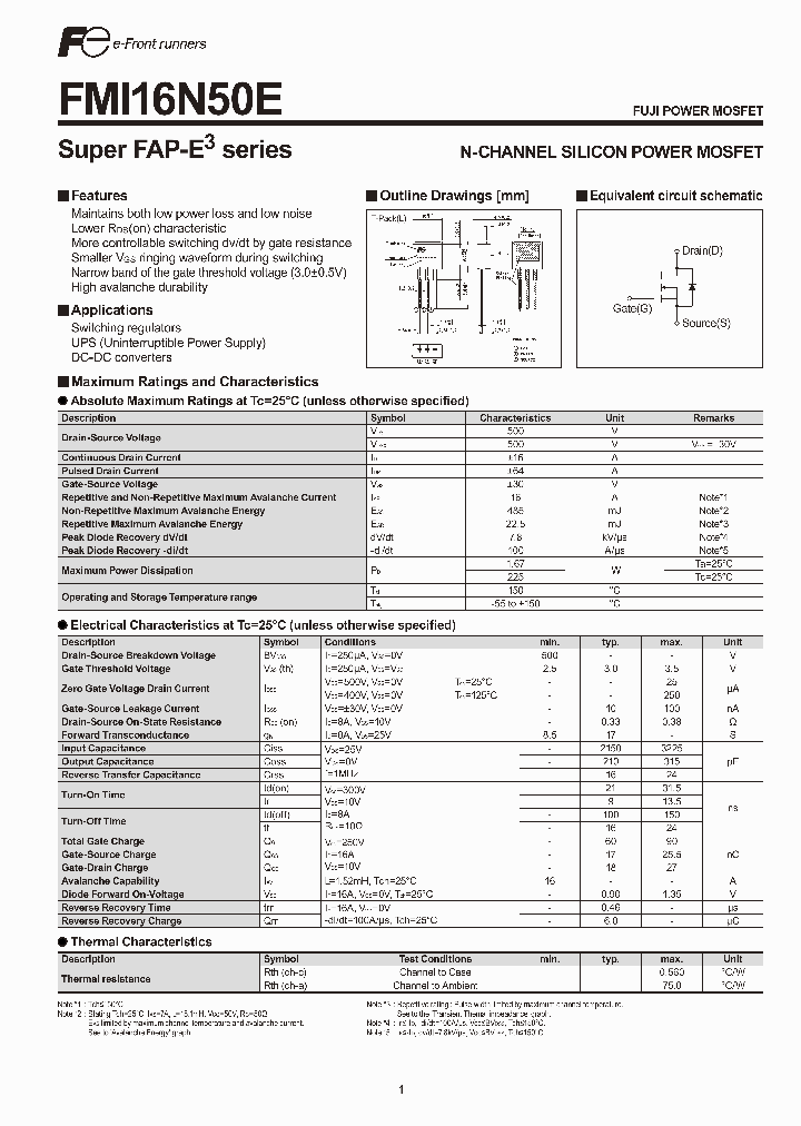 FMI16N50E_6248577.PDF Datasheet