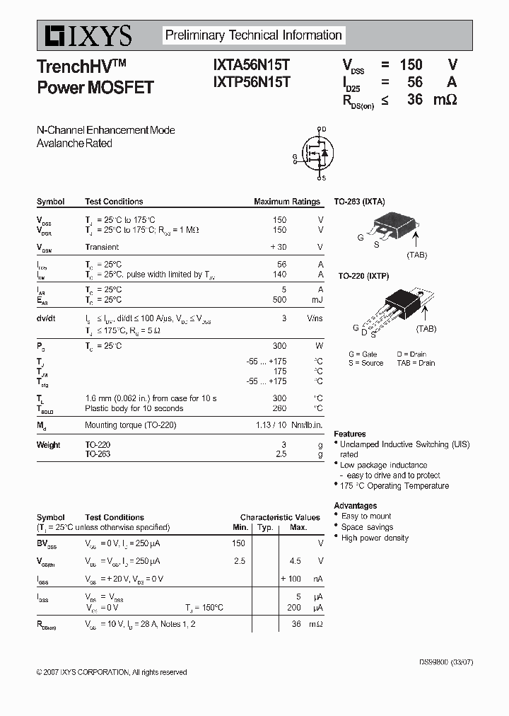 IXTA56N15T_6250316.PDF Datasheet