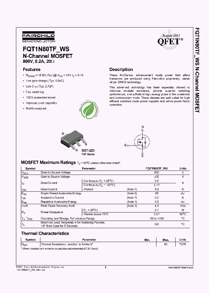 FQT1N80TF_6260933.PDF Datasheet