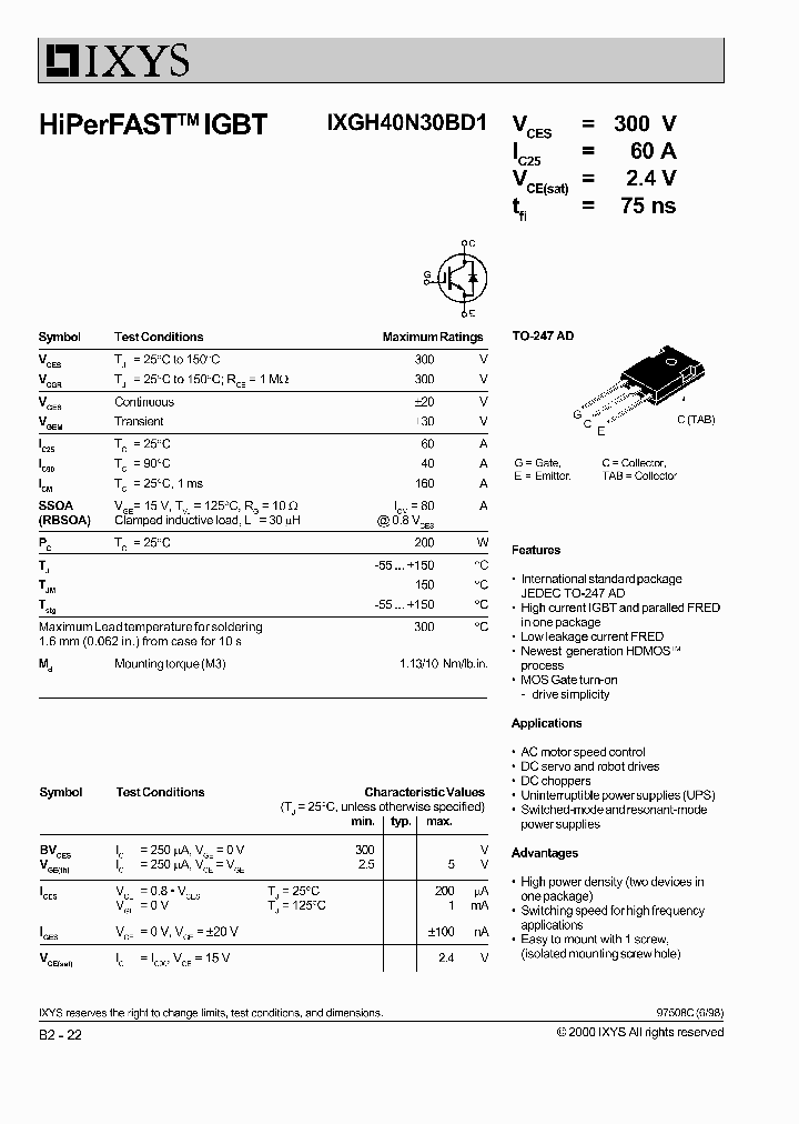 IXGH40N30BD1_6268811.PDF Datasheet
