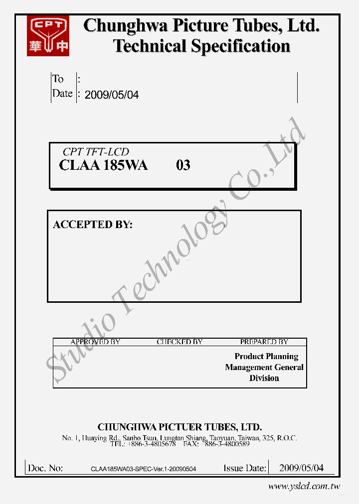 CLAA185WA03_6274935.PDF Datasheet