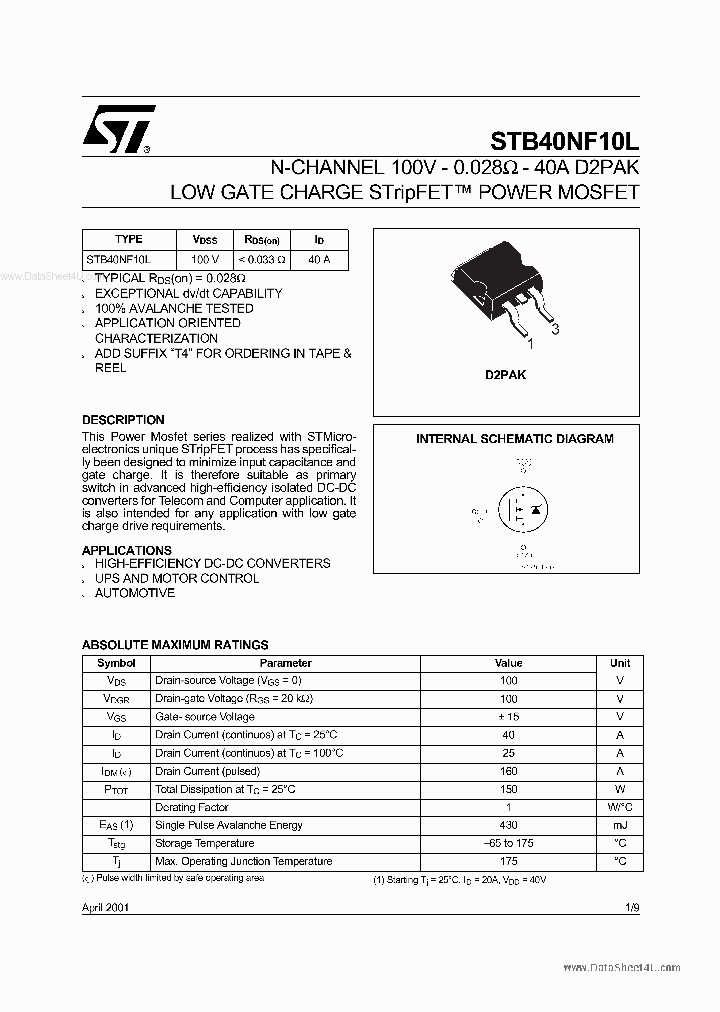 STB40NF10L_6278253.PDF Datasheet