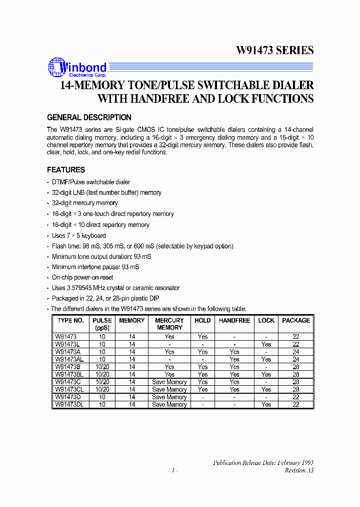 W91473CL_6286999.PDF Datasheet