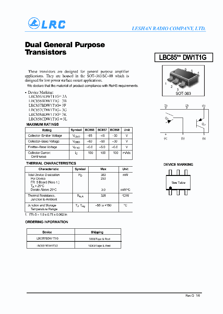 LBC856ADW1T1G_6290330.PDF Datasheet