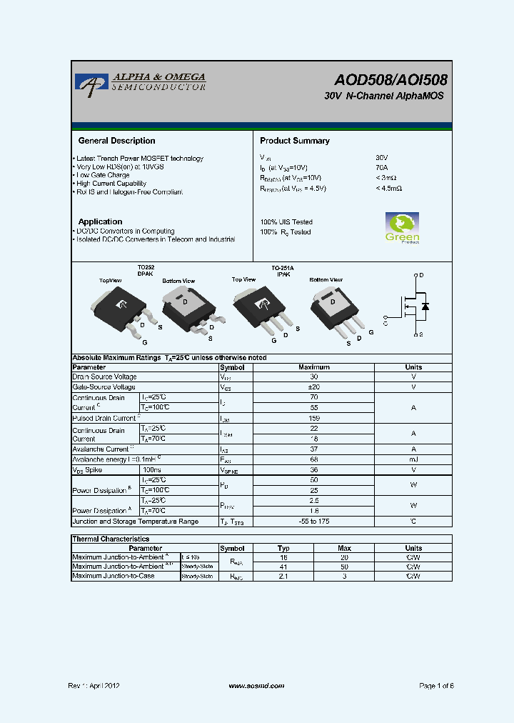 AOD508_6293996.PDF Datasheet