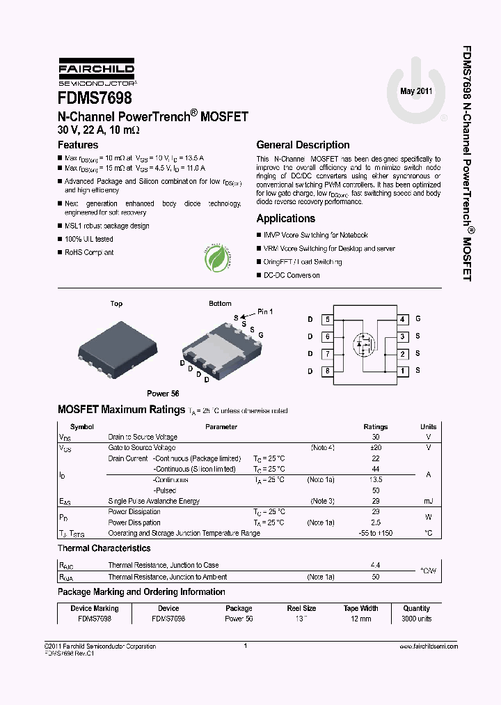FDMS7698_6301282.PDF Datasheet
