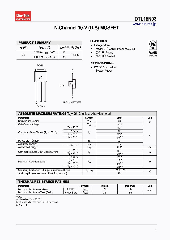 DTL15N03_6307416.PDF Datasheet
