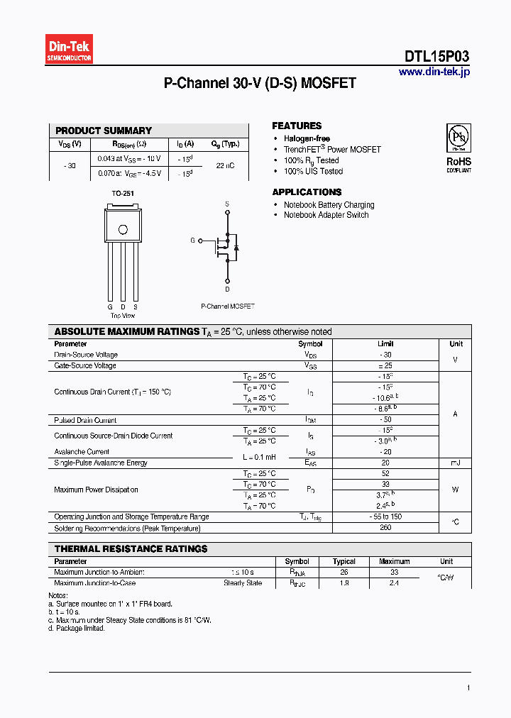 DTL15P03_6307418.PDF Datasheet