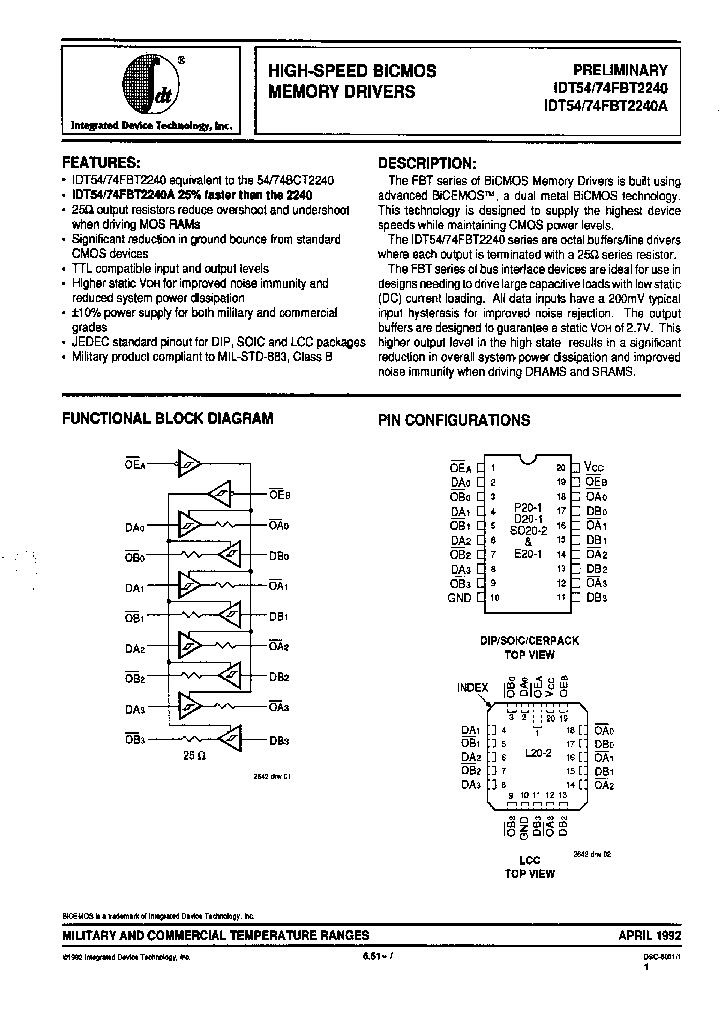 IDT54FBT2240DB_6311487.PDF Datasheet