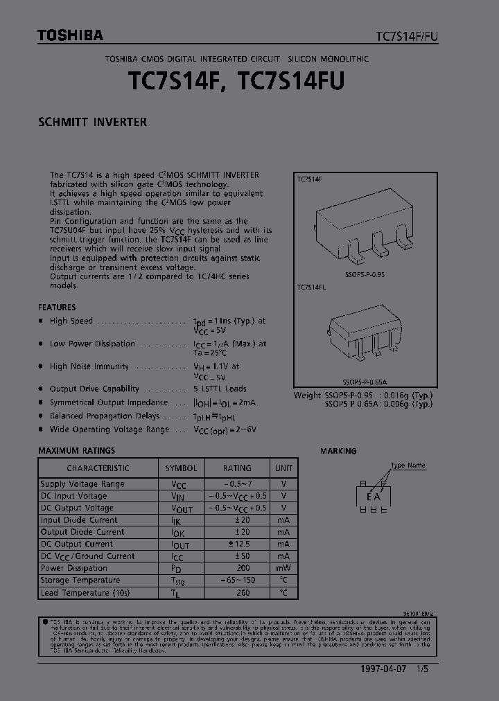 TC7S14FUTE85LF_6327314.PDF Datasheet