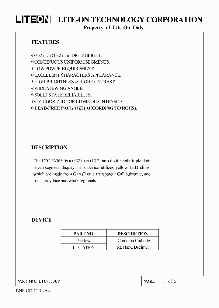 LTC-5336Y_6327557.PDF Datasheet