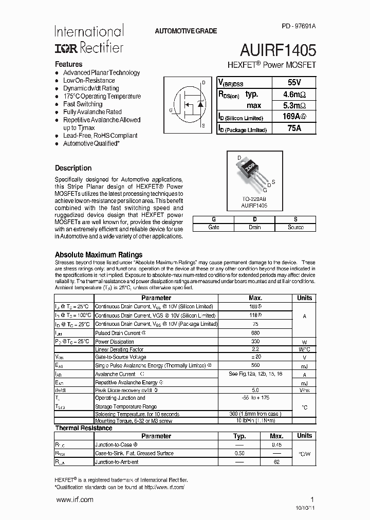 AUIRF1405_6333929.PDF Datasheet