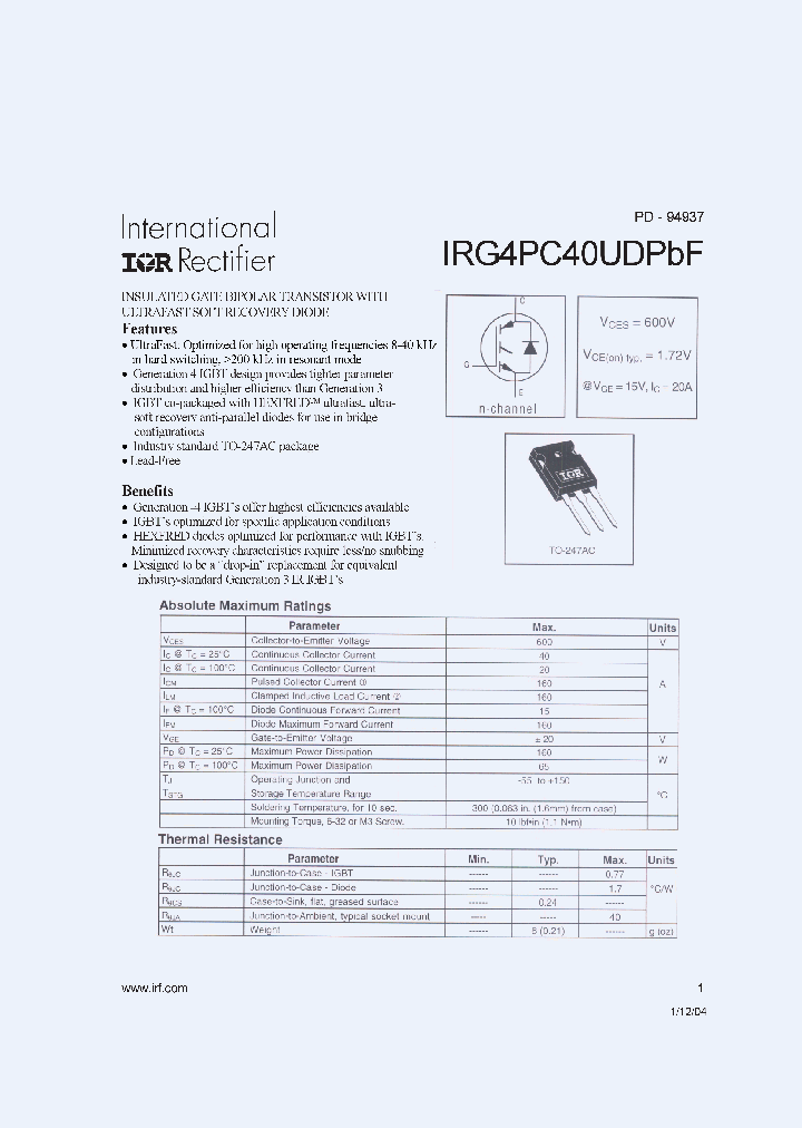IRG4PC40UDPBF_6343095.PDF Datasheet