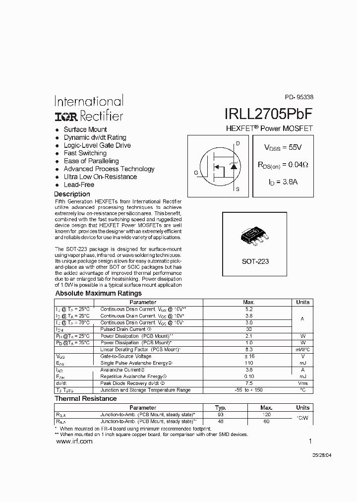 IRLL2705PBF_6358787.PDF Datasheet