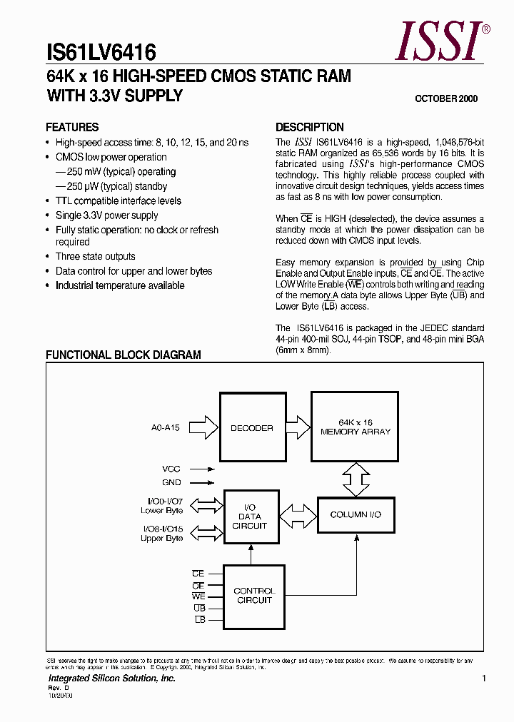 IS61LV6416_6366435.PDF Datasheet