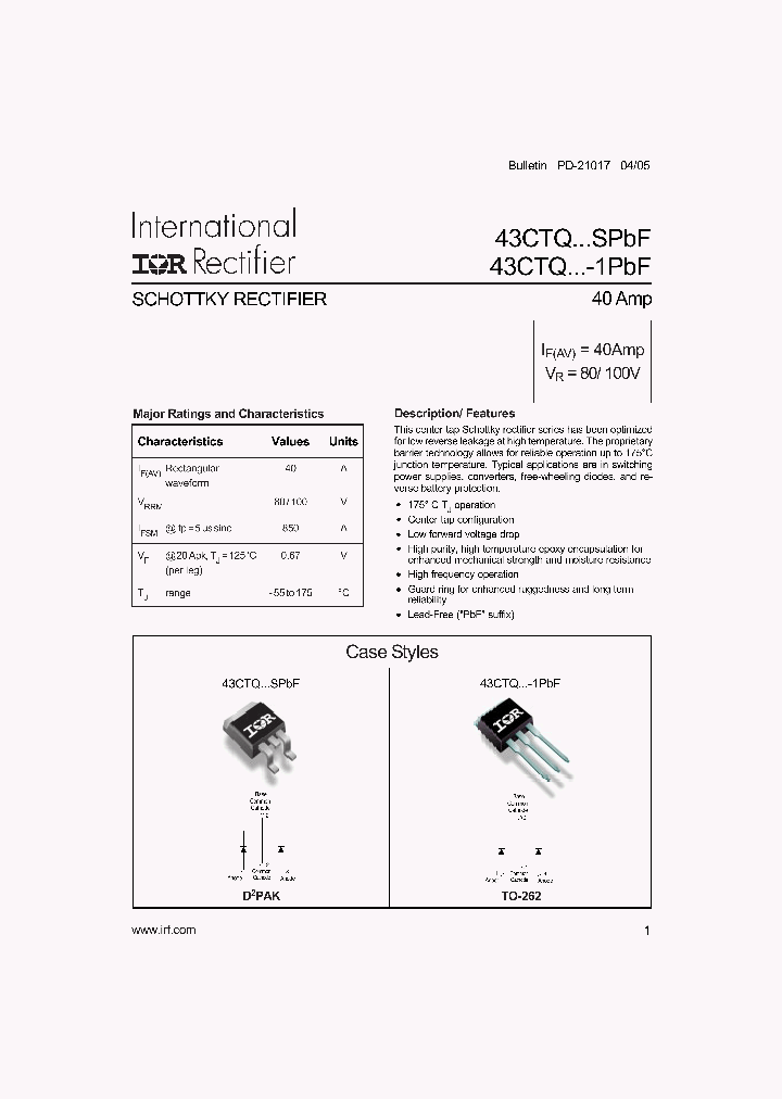 43CTQ100SPBF_6369540.PDF Datasheet