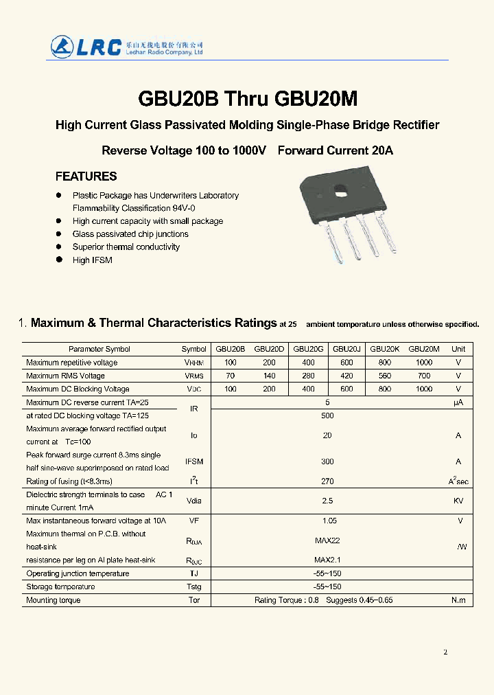 GBU20M_6374369.PDF Datasheet