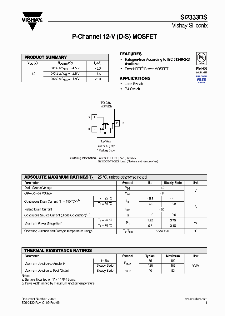 SI2333DS-T1-E3_6378798.PDF Datasheet