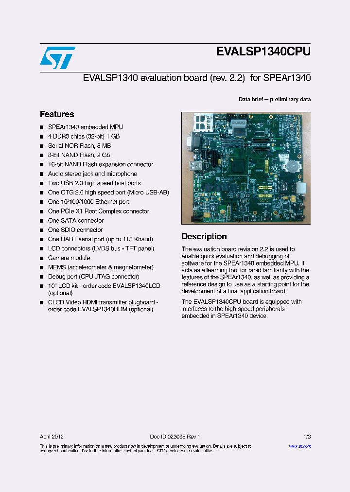 EVALSP1340CPU_6379382.PDF Datasheet