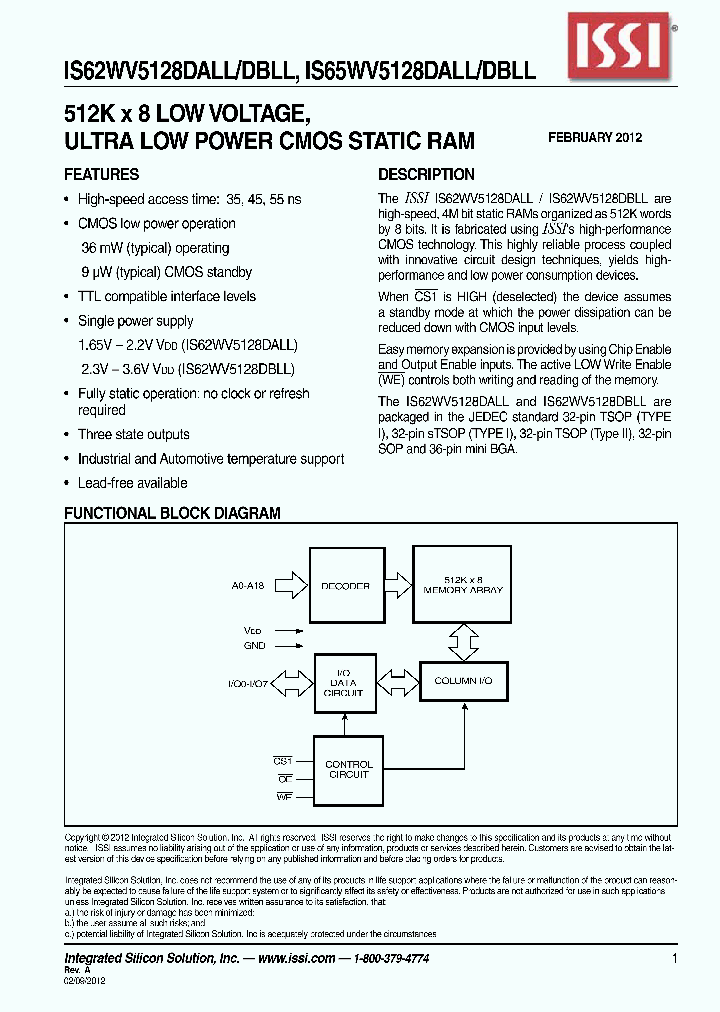 IS62WV5128DALL-55BI_6383510.PDF Datasheet