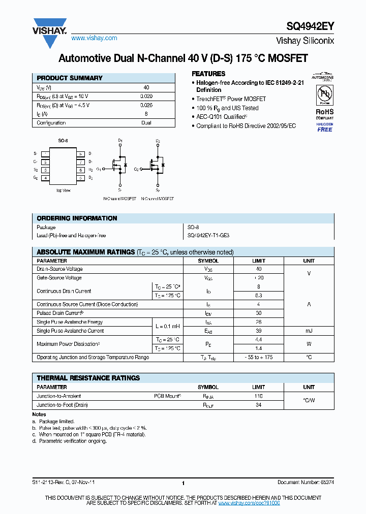 SQ4942EY_6384218.PDF Datasheet