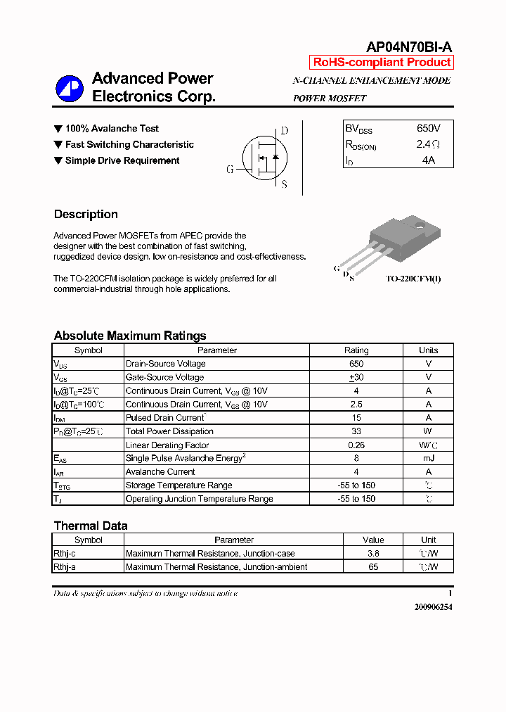 AP04N70BI-A_6395279.PDF Datasheet