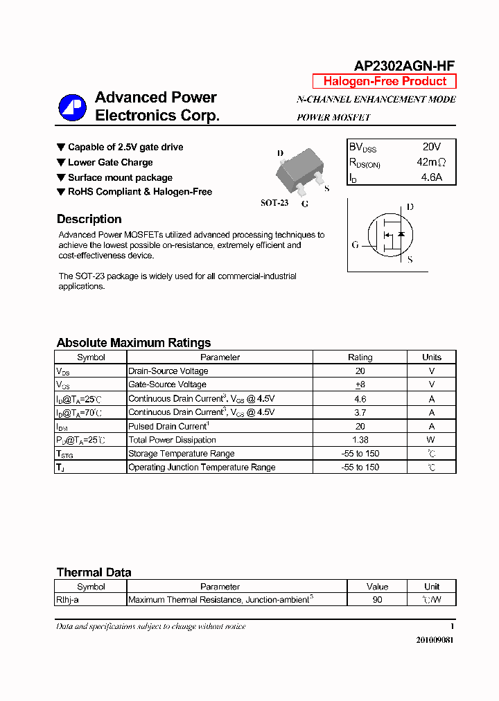 AP2302AGN-HF_6400699.PDF Datasheet
