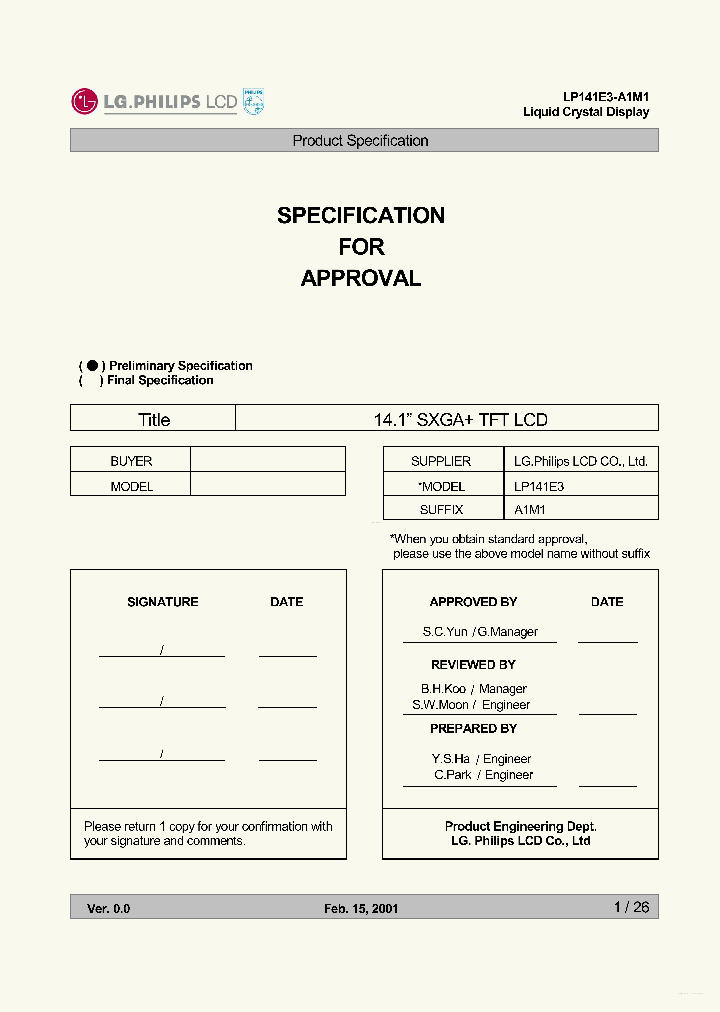 LP141E3-A1M1_6404550.PDF Datasheet