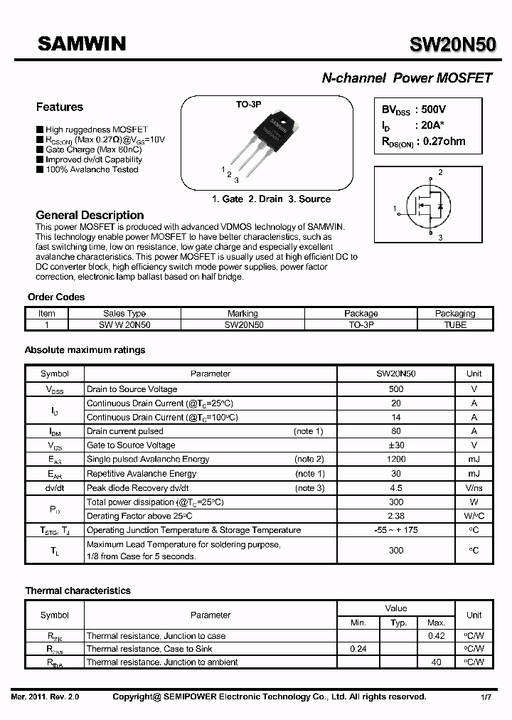SWW20N50_6408344.PDF Datasheet