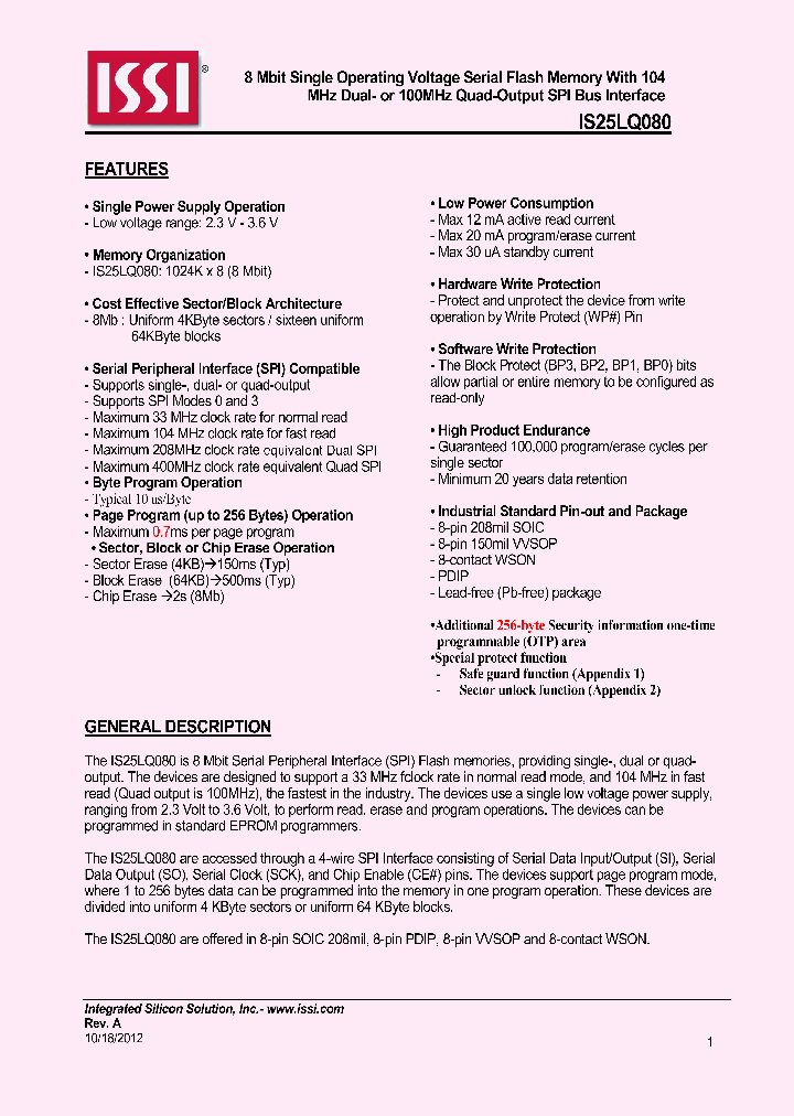IS25LQ080_6408237.PDF Datasheet