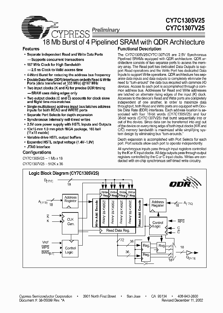 CY7C1307V25_6420118.PDF Datasheet