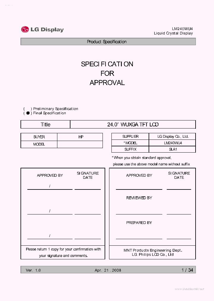 LM240WU4-SLA1_6431855.PDF Datasheet