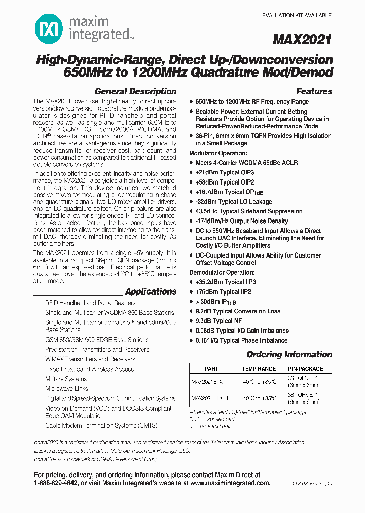 MAX2021ETX_6457807.PDF Datasheet