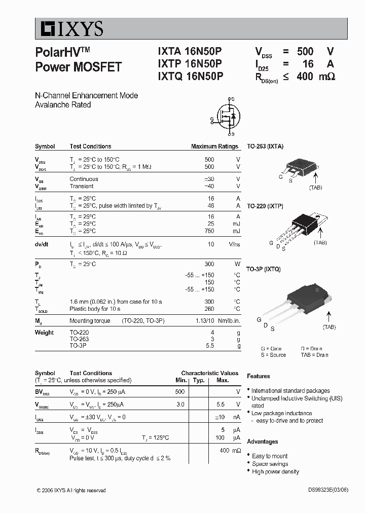 IXTP16N50P_6467355.PDF Datasheet