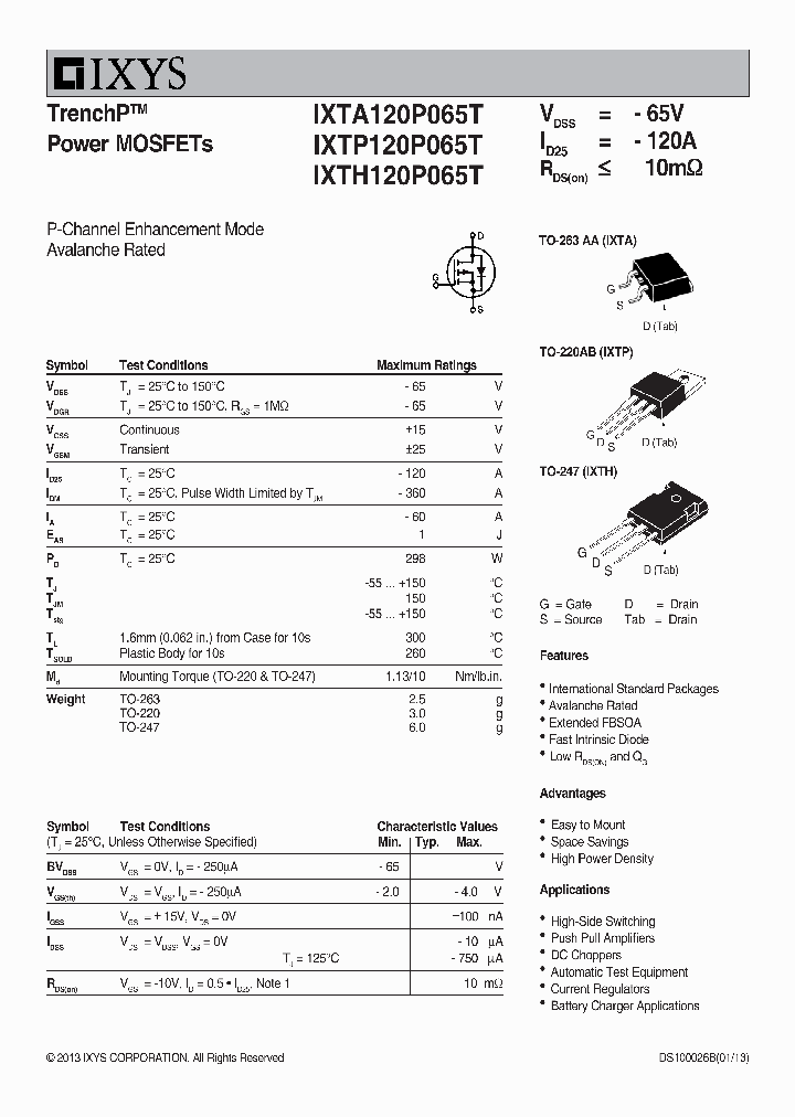 IXTP120P065T_6467351.PDF Datasheet