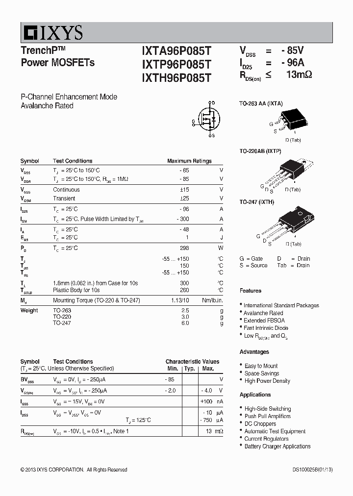 IXTA96P085T_6471517.PDF Datasheet