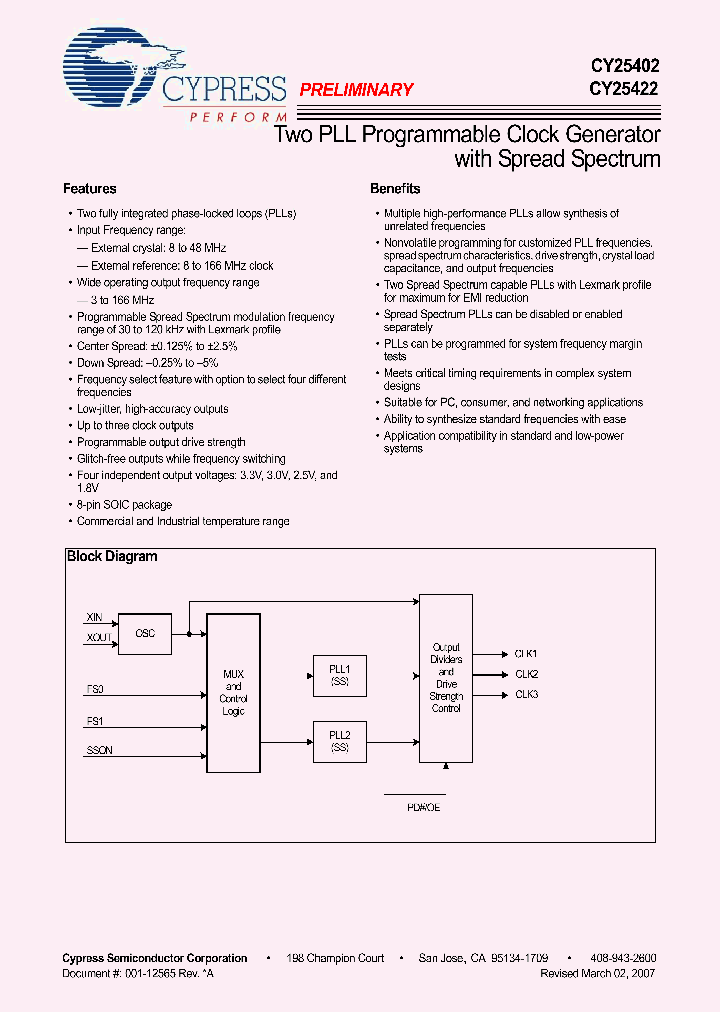 CY25402FSXI_6478651.PDF Datasheet