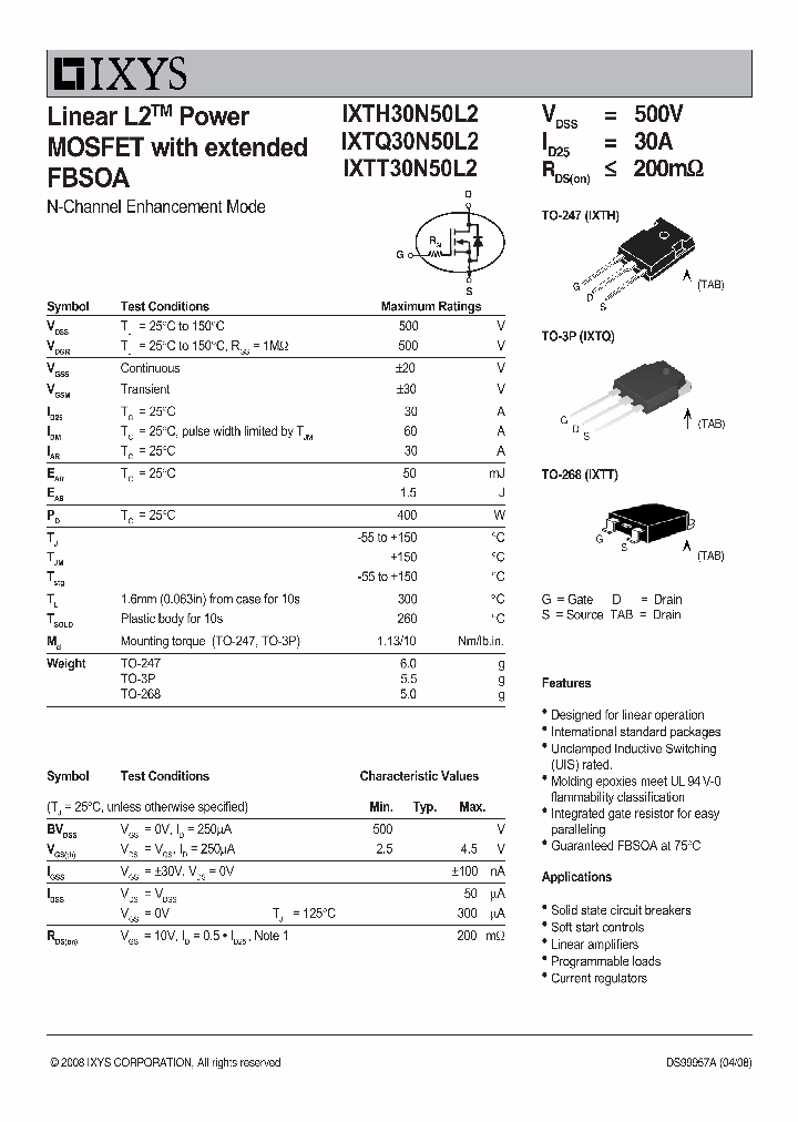 IXTQ30N50L2_6483058.PDF Datasheet