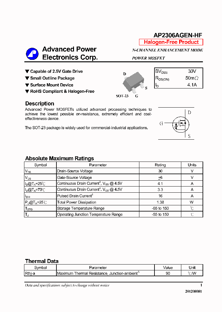AP2306AGEN-HF_6484916.PDF Datasheet