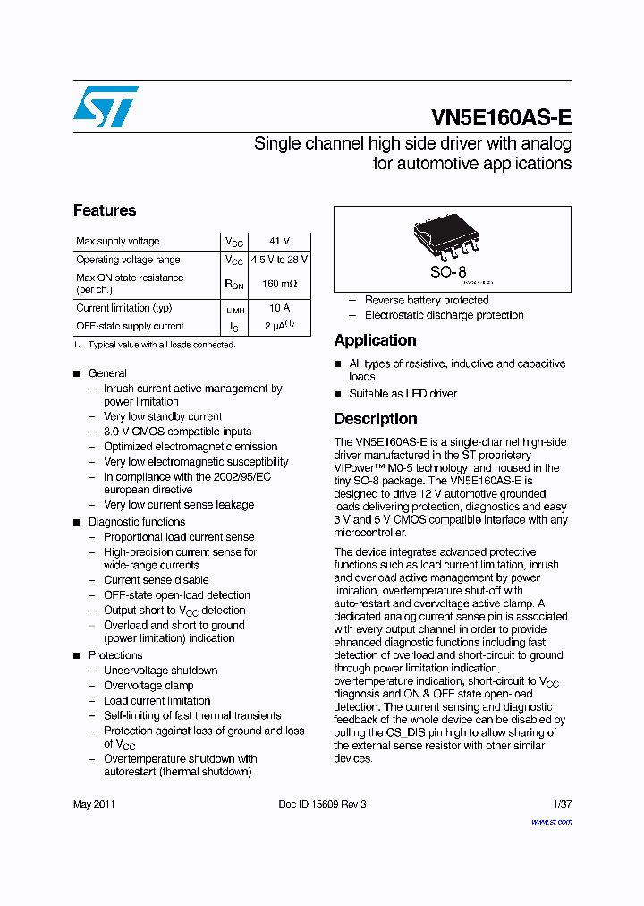 VN5E160ASTR-E_6490020.PDF Datasheet
