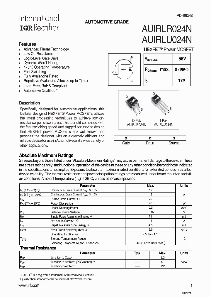 AUIRLR024NTRR_6490376.PDF Datasheet