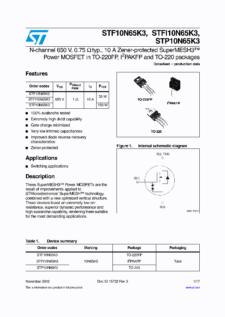 STP10N65K3_6492954.PDF Datasheet