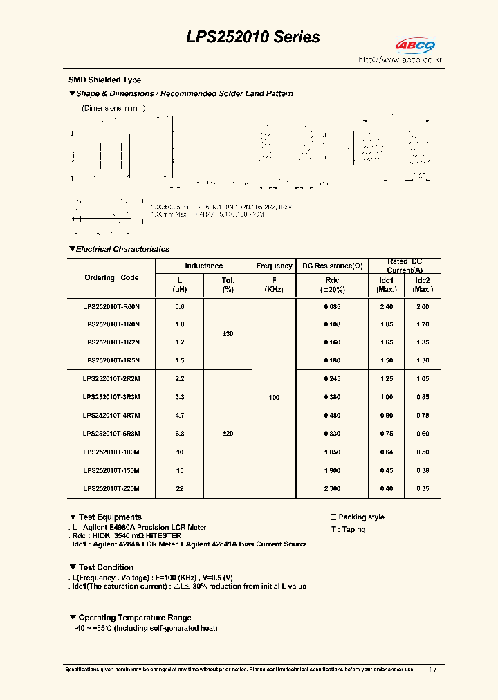 LPS252010T-3R3M_6496853.PDF Datasheet