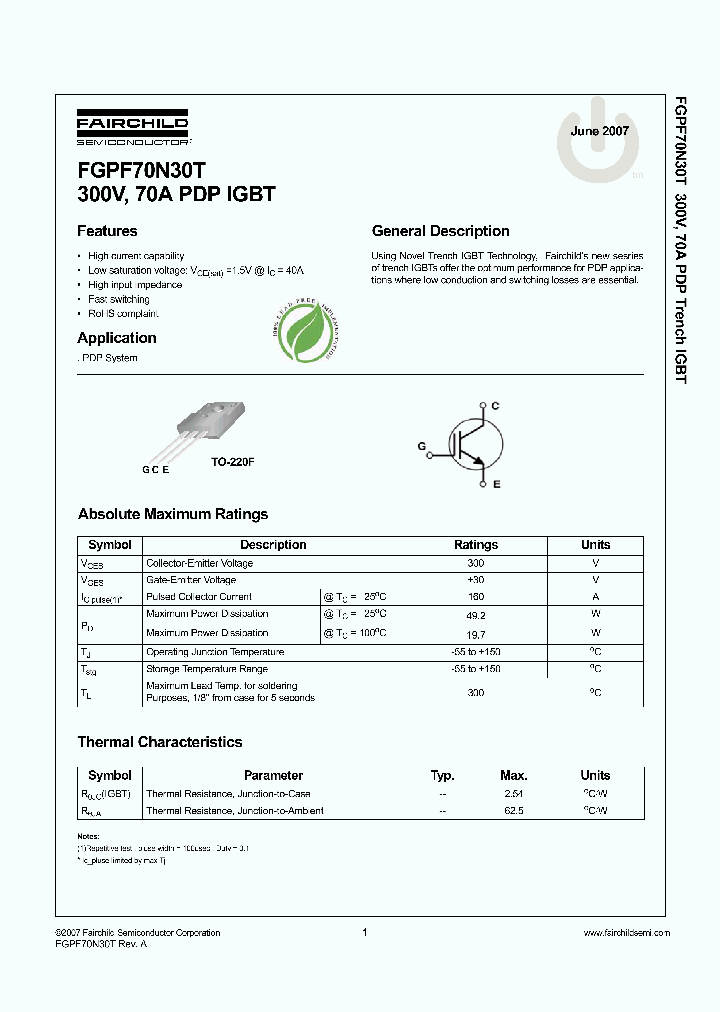 FGPF70N30TTU_6497367.PDF Datasheet