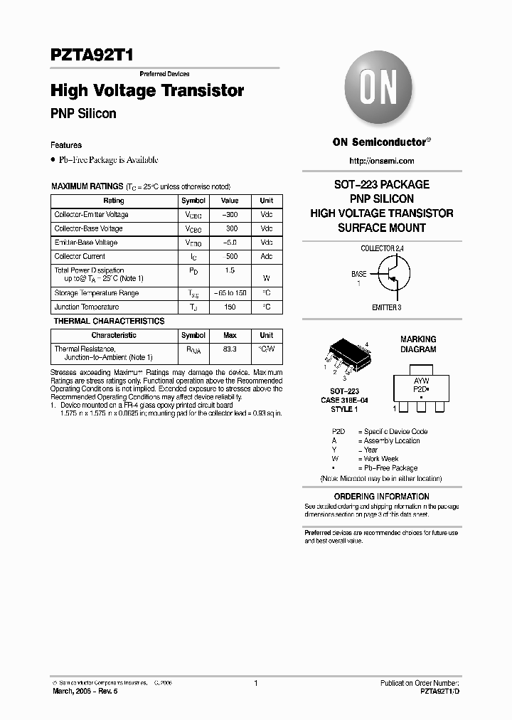 PZTA92T1G_6498178.PDF Datasheet
